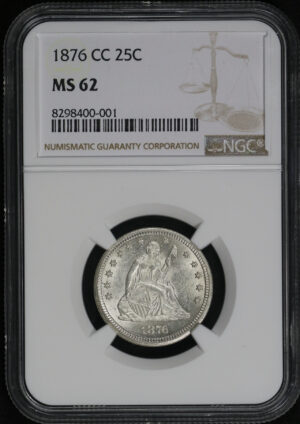 Obverse of this 1876-CC Liberty Seated Quarter NGC MS-62