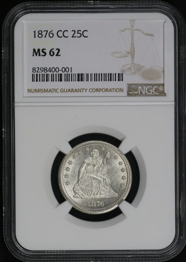 Obverse of this 1876-CC Liberty Seated Quarter NGC MS-62