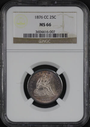 Obverse of this 1876-CC Liberty Seated Quarter NGC MS-66