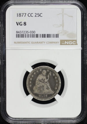 Obverse of this 1877-CC Liberty Seated Quarter NGC VG-8