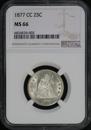 Obverse of this 1877-CC Liberty Seated Quarter NGC MS-66