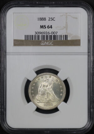 Obverse of this 1888 Liberty Seated Quarter NGC MS-64
