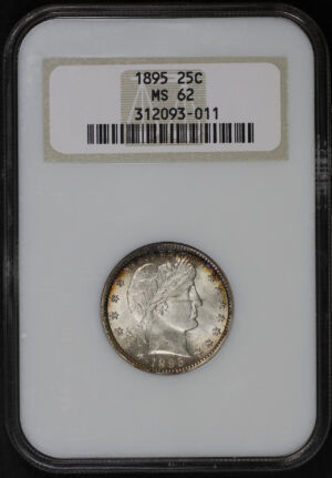 Obverse of this 1895 Barber Quarter NGC MS-62 Old Fatty Holder