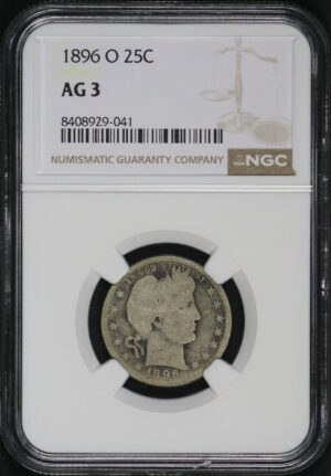 Obverse of this 1896-O Barber Quarter NGC AG-3