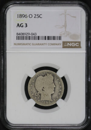 Obverse of this 1896-O Barber Quarter NGC AG-3