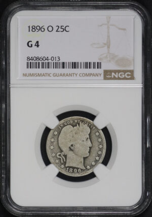 Obverse of this 1896-O Barber Quarter NGC G-4