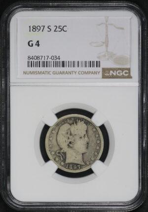 Obverse of this 1897-S Barber Quarter NGC G-4