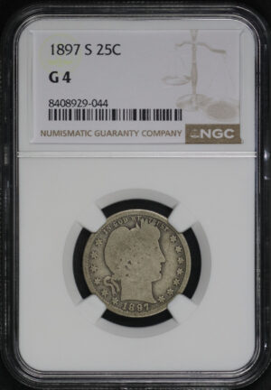 Obverse of this 1897-S Barber Quarter NGC G-4