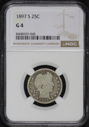 Obverse of this 1897-S Barber Quarter NGC G-4