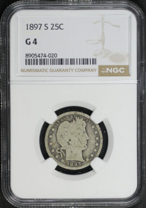 Obverse of this 1897-S Barber Quarter NGC G-4