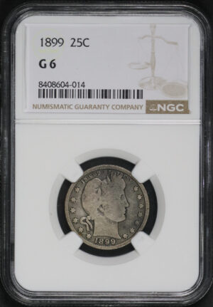 Obverse of this 1899 Barber Quarter NGC G-6