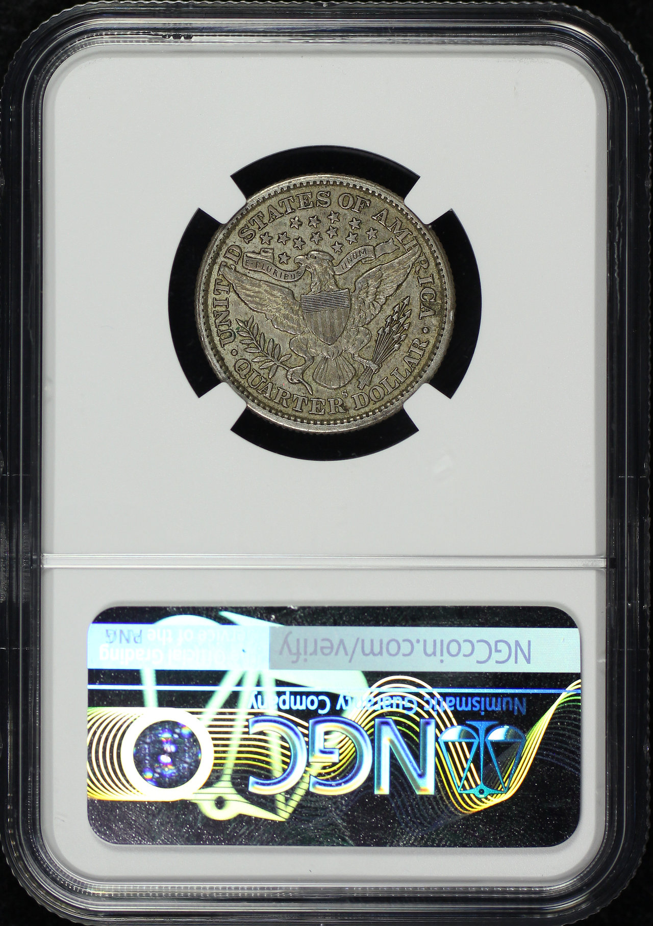 Reverse of this 1900-S Barber Quarter NGC AU-55