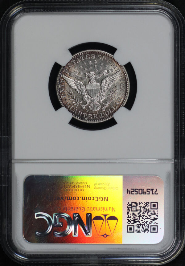 Reverse of this 1905-S Barber Quarter NGC AU-55