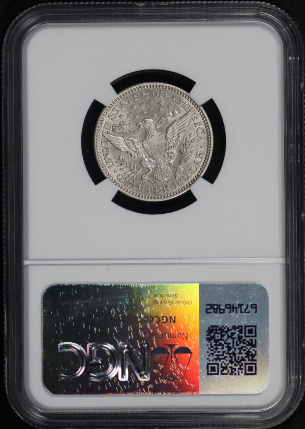 Reverse of this 1909-O Barber Quarter NGC AU-50