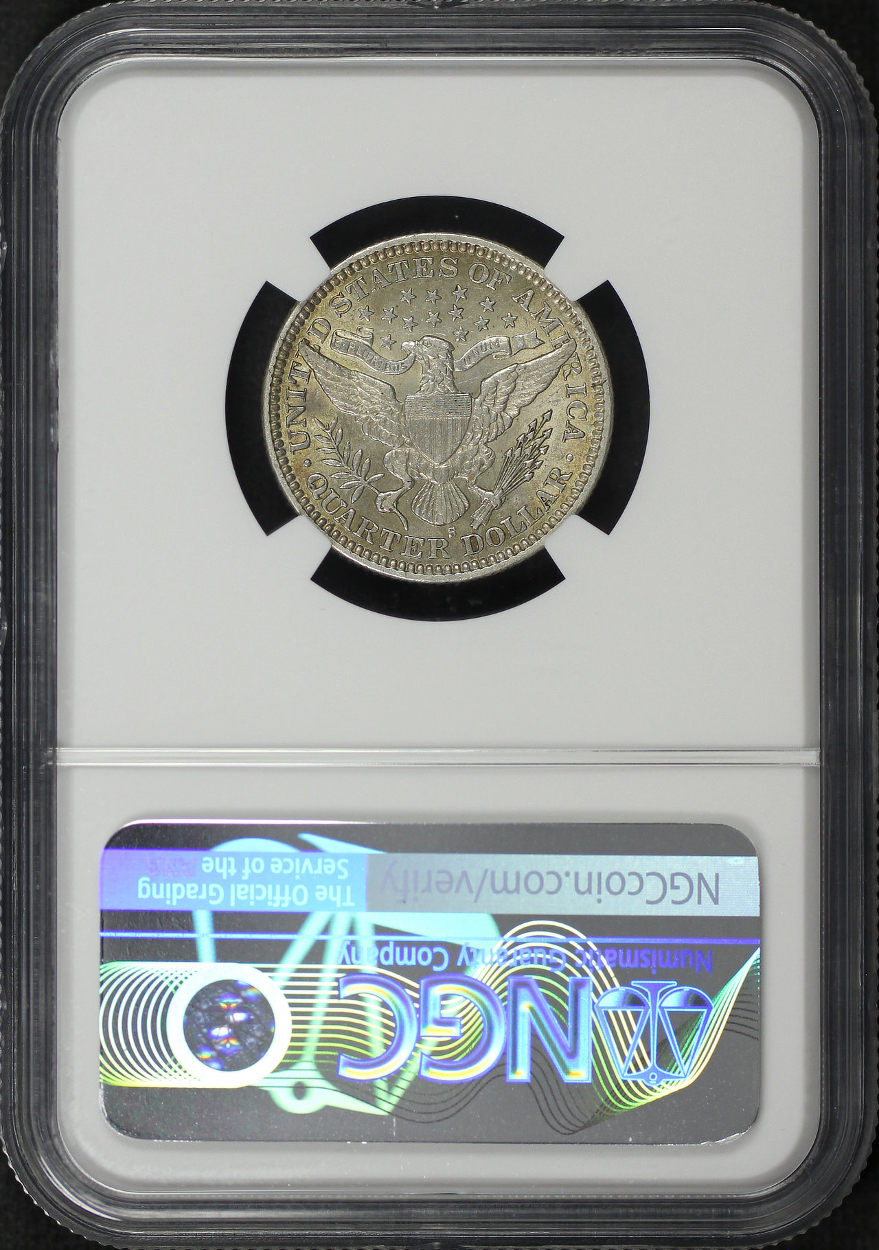 Reverse of this 1909-S Barber Quarter NGC AU-53