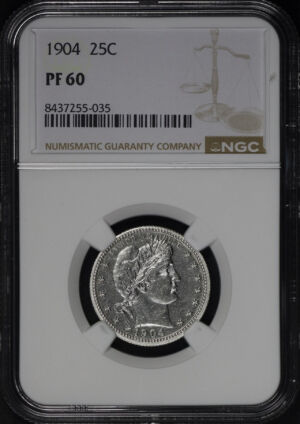 Obverse of this 1904 Barber Quarter NGC PF-60