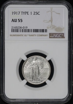 Obverse of this 1917 Type 1 Standing Liberty Quarter NGC AU-55