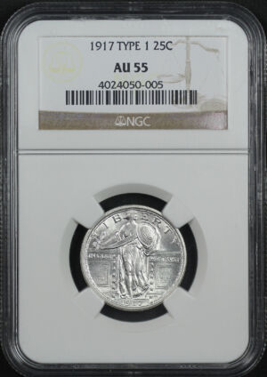 Obverse of this 1917 Standing Liberty Quarter Type 1 NGC AU-55