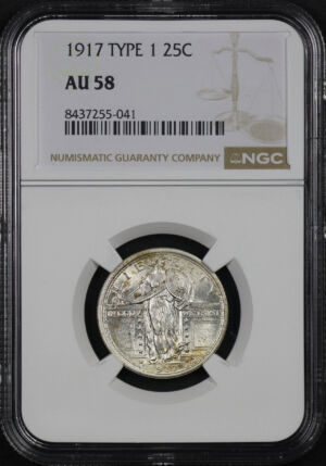 Obverse of this 1917 Standing Liberty Quarter Type 1 NGC AU-58