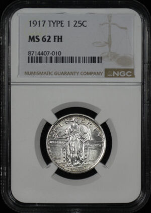 Obverse of this 1917 Type 1 Standing Liberty Quarter NGC MS-62 FH