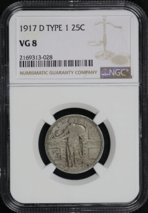 Obverse of this 1917-D Standing Liberty Quarter Type 1 NGC VG-8