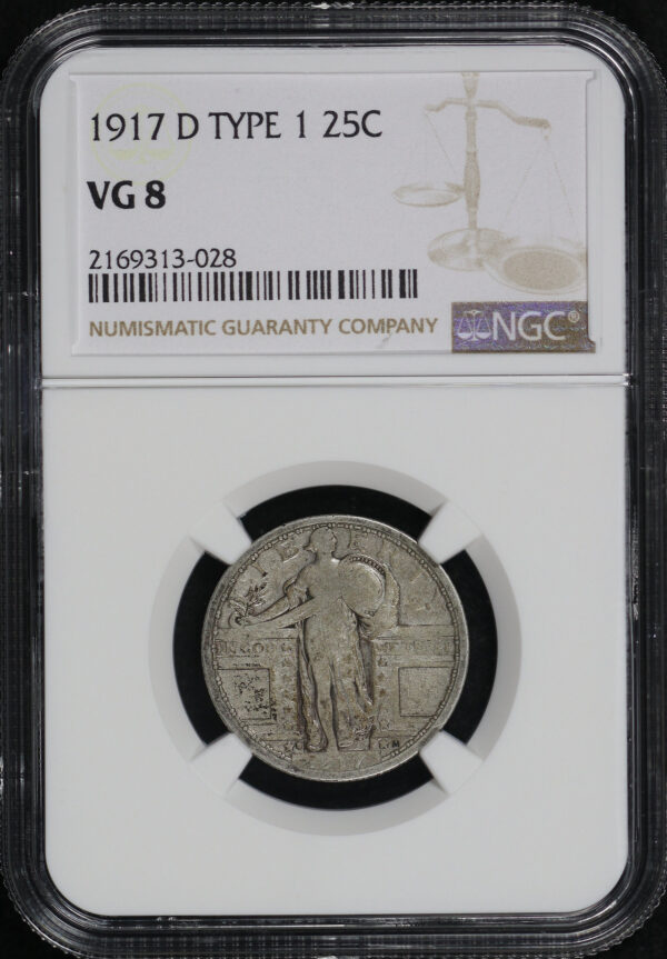 Obverse of this 1917-D Standing Liberty Quarter Type 1 NGC VG-8
