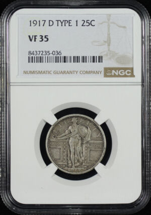 Obverse of this 1917-D Standing Liberty Quarter Type 1 NGC VF-35