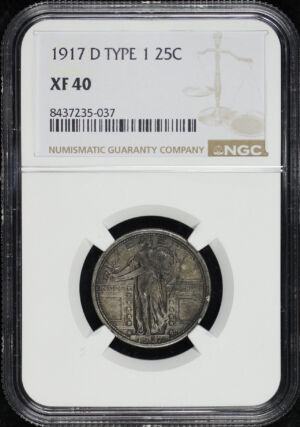 Obverse of this 1917-D Standing Liberty Quarter Type 1 NGC XF-40