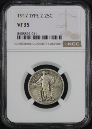 Obverse of this 1917 Standing Liberty Quarter Type 2 NGC VF-35