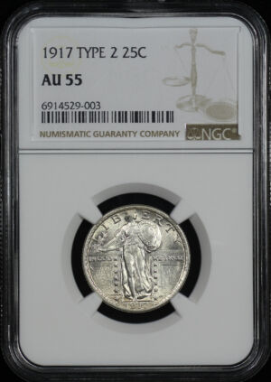 Obverse of this 1917 Standing Liberty Quarter Type 2 NGC AU-55
