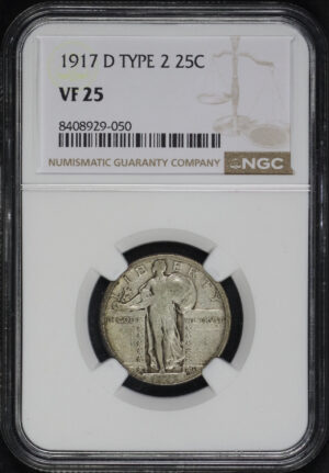 Obverse of this 1917-D Standing Liberty Quarter Type 2 NGC VF-25