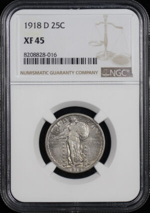 Obverse of this 1918-D Standing Liberty Quarter NGC XF-45