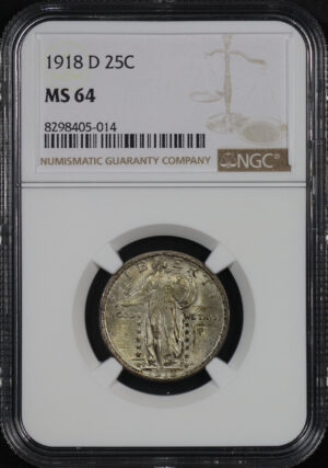 Obverse of this 1918-D Standing Liberty Quarter NGC MS-64