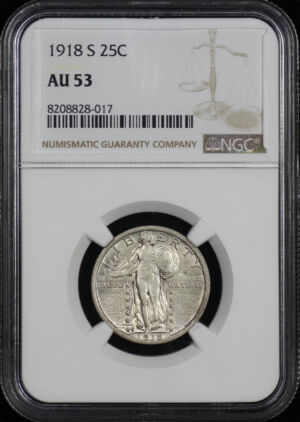 Obverse of this 1918-S Standing Liberty Quarter NGC AU-53