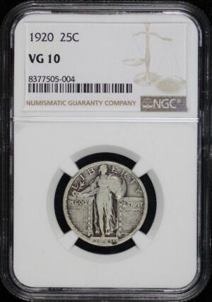 Obverse of this 1920 Standing Liberty Quarter NGC VG-10