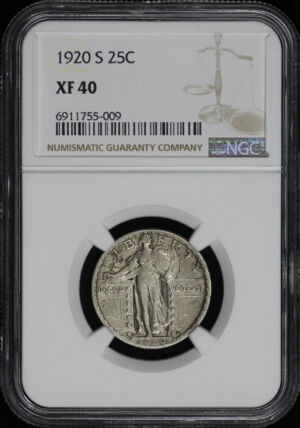 Obverse of this 1920-S Standing Liberty Quarter NGC XF-40