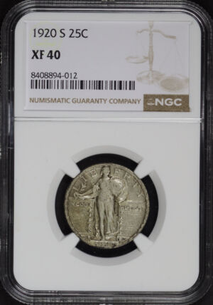 Obverse of this 1920-S Standing Liberty Quarter NGC XF-40
