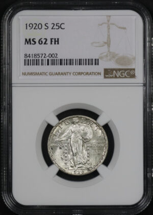 Obverse of this 1920-S Standing Liberty Quarter NGC MS-62 FH