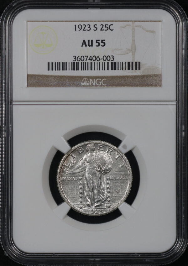 Obverse of this 1923-S Standing Liberty Quarter NGC AU-55