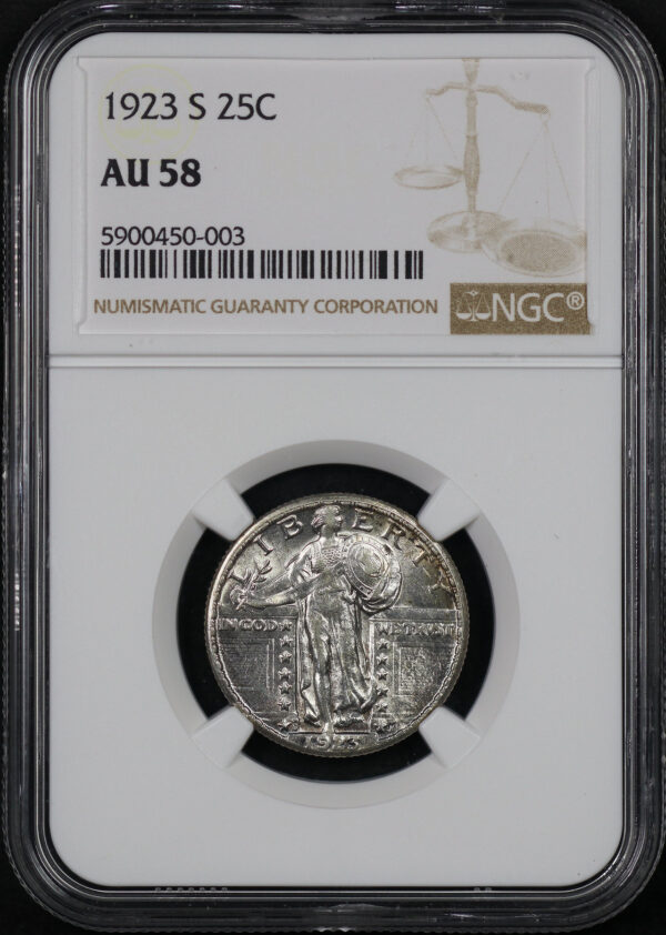 Obverse of this 1923-S Standing Liberty Quarter NGC AU-58