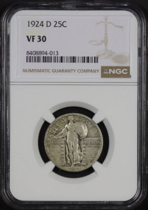 Obverse of this 1924-D Standing Liberty Quarter NGC VF-30