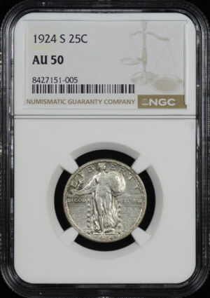 Obverse of this 1924-S Standing Liberty Quarter NGC AU-50