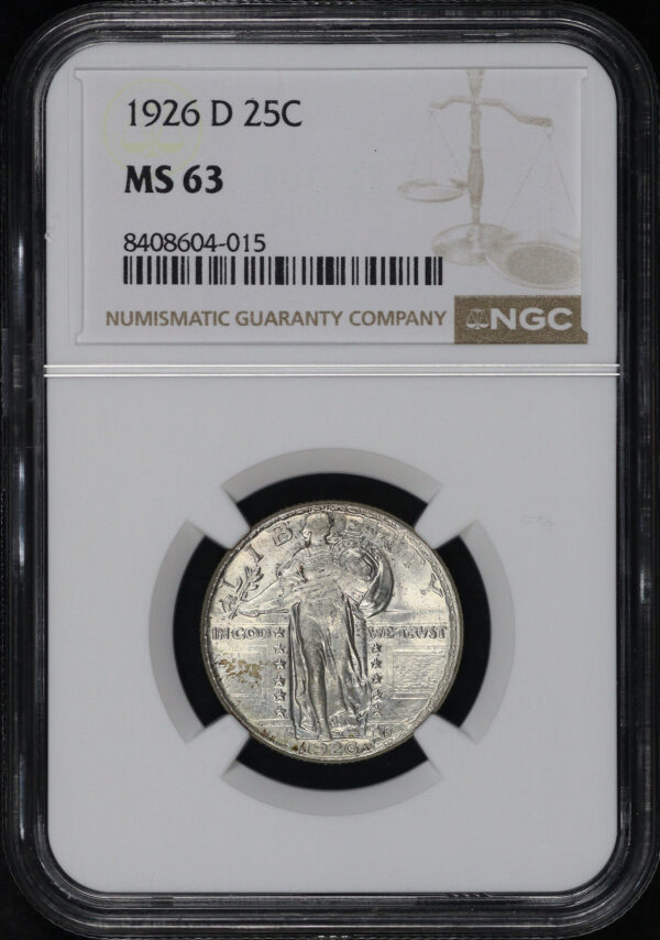 Obverse of this 1926-D Standing Liberty Quarter NGC MS-63