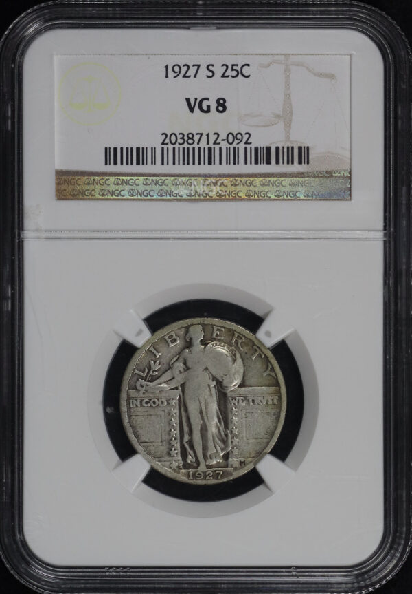Obverse of this 1927-S Standing Liberty Quarter NGC VG-8