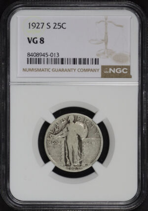 Obverse of this 1927-S Standing Liberty Quarter NGC VG-8