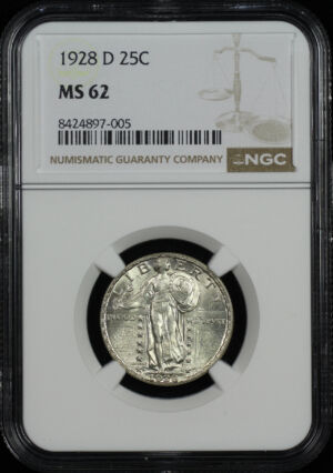 Obverse of this 1928-D Standing Liberty Quarter NGC MS-62