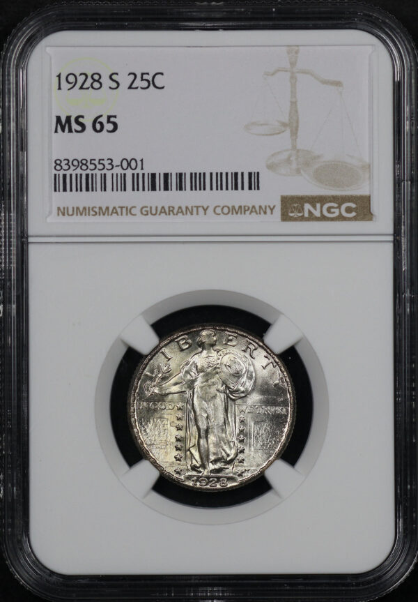 Obverse of this 1928-S Standing Liberty Quarter NGC MS-65