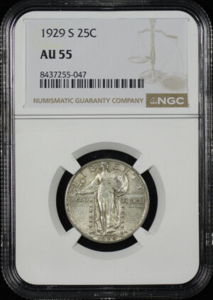 Obverse of this 1929-S Standing Liberty Quarter NGC AU-55