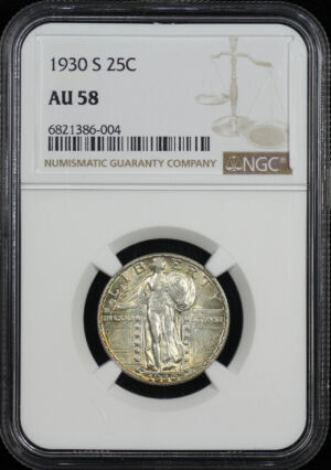 Obverse of this 1930-S Standing Liberty Quarter NGC AU-58