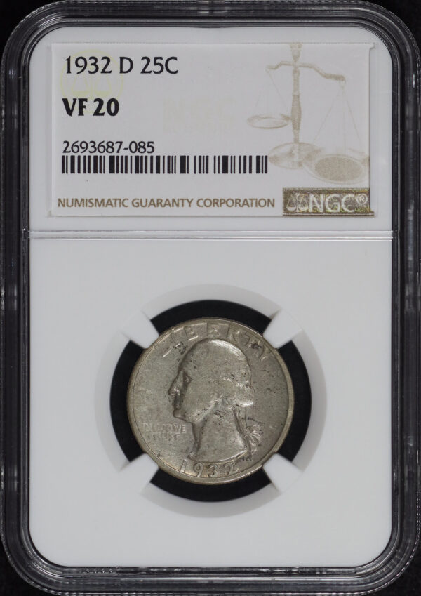 Obverse of this 1932-D Washington Quarter NGC VF-20